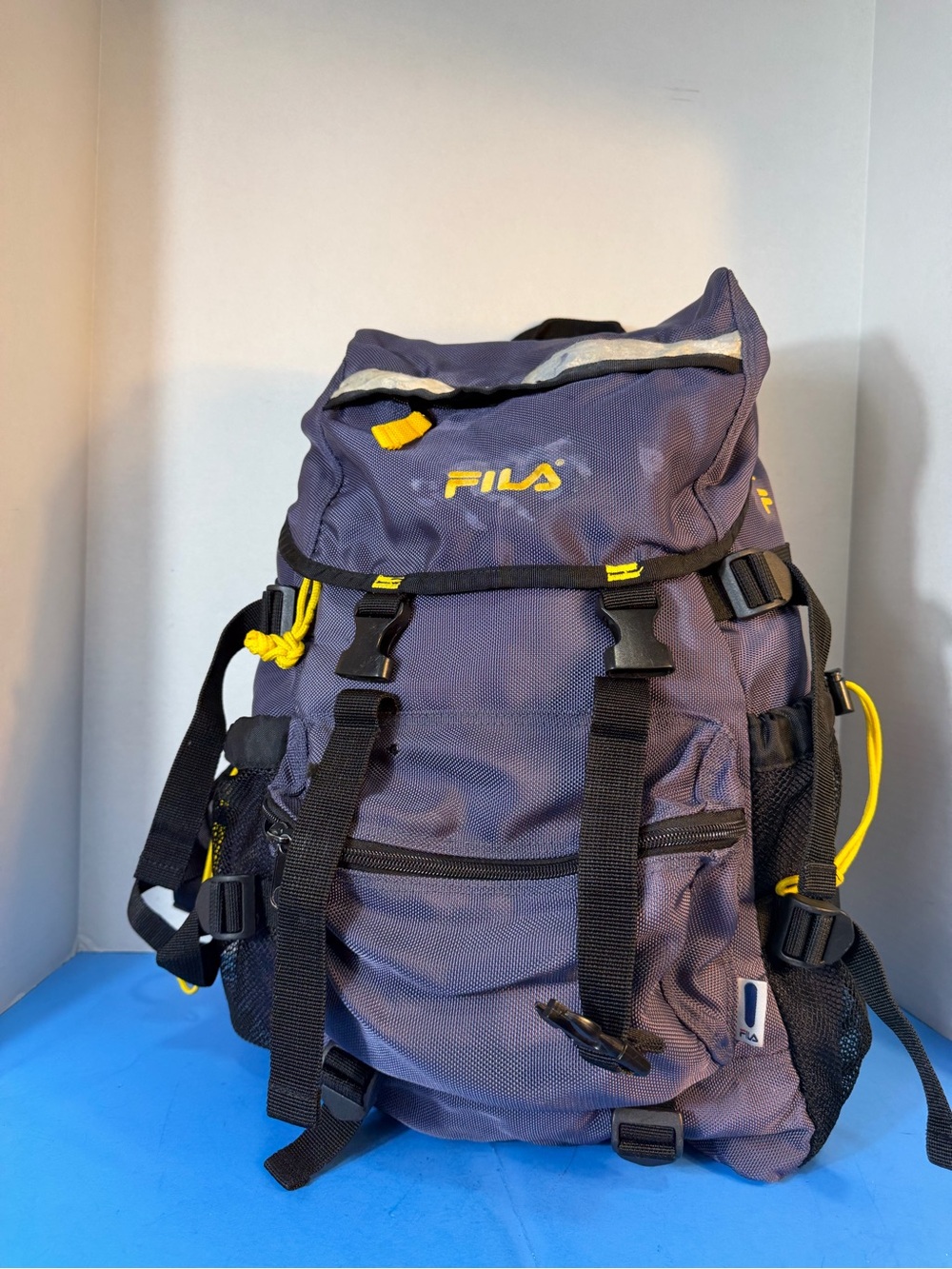 FILA Navy Blue Backpack with Yellow Accents